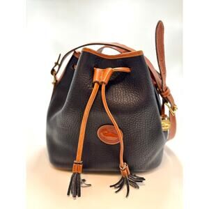 DOONEY & BOURKE Drawstring Navy Blue Leather Pebble Grain Kendall Tote Bag